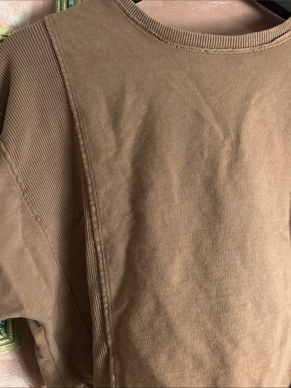 aerie Cropped Crewneck Top in Cocoa Brown - Picture 6 of 6
